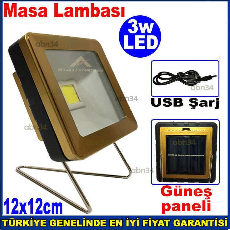 Solar Panel, USB Şarjlı 3w Gücünde C.O.B Led Güneş Panelli Panther PT-5959 Şarjlı Masa Lambası-3