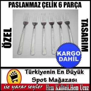 1.Kalite PASLANMAZ ÇELİK 6 PARÇA ÇATAL TAKIMI KD