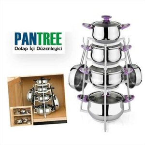 Dolap İçi Tencere Tava Düzenleyici Portatif ve Ergonomik Tasarım Tencere Tava Rafı - Yer Kazandırıcı