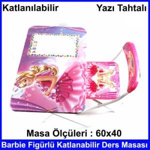 Çocuklar İçin Eğlenceli Barbie Figürlü Çalışma Masası Masa Boyu 60x40