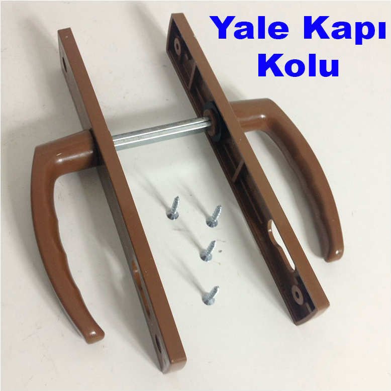 Kahverengi pimapen kapı Kolu seti kaliteli sert plastik kahverengi PVC doğrama kapı kolu yale tipi