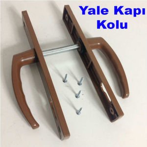 Kahverengi pimapen kapı Kolu seti kaliteli sert plastik kahverengi PVC doğrama kapı kolu yale tipi