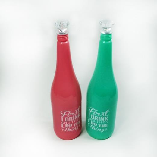 Soft Renkli Baskılı Cam Su Şişesi 1 lt Kapasiteli Dekoratif Şişe