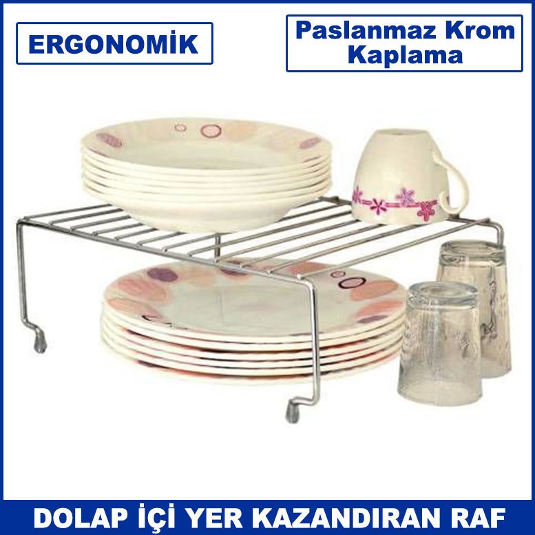 Paslanmaz Krom Kaplama Dolap İçi Yer Kazandıran Raf Ergonomik Tasarım ve Portatif