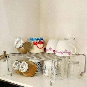 Paslanmaz Krom Kaplama Dolap İçi Yer Kazandıran Raf Ergonomik Tasarım ve Portatif