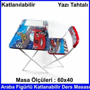 Çocuklar İçin Eğlenceli Araba Figürlü  Masa Boyu 60x40