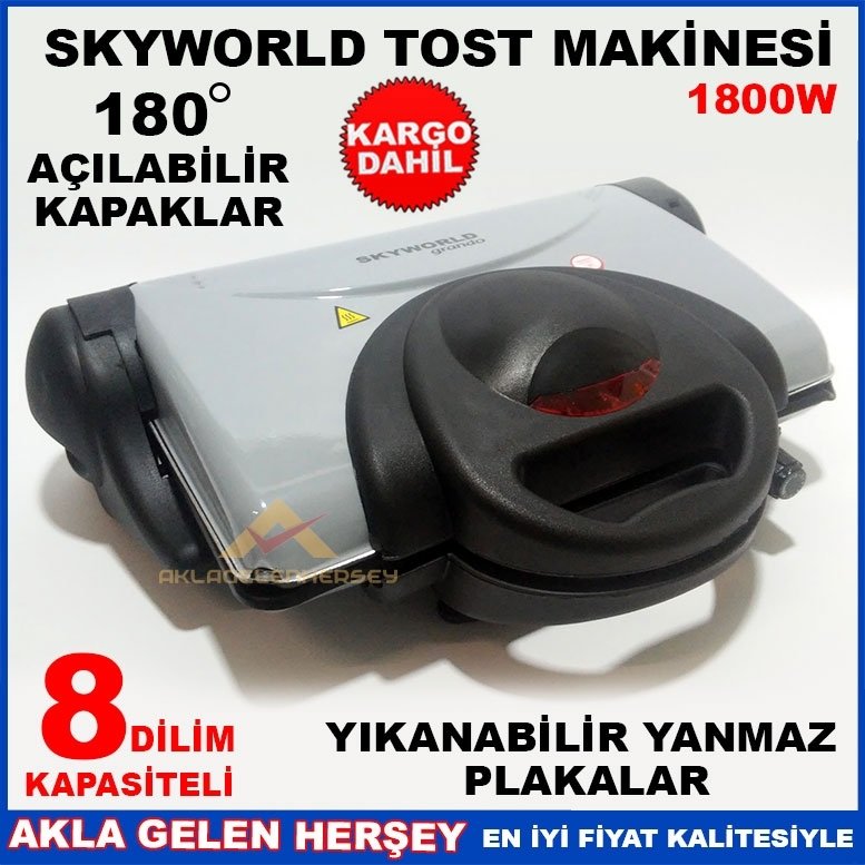 ÜcretsizKargo 8 DİLİM KAPASİTELİ BÜYÜK BOY SKYWORLD TOST MAKİNESİ