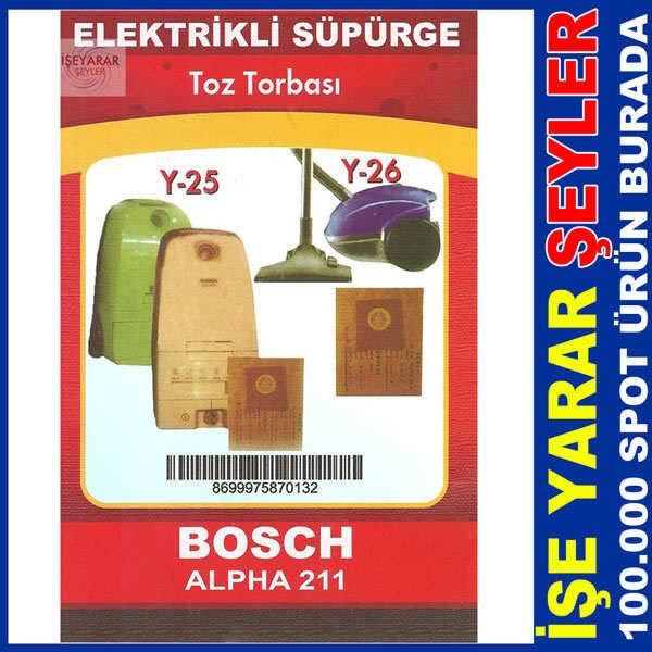 BOSCH ELEKTRİKLİ SÜPÜRGE TOZ TORBASI Y25 Y26