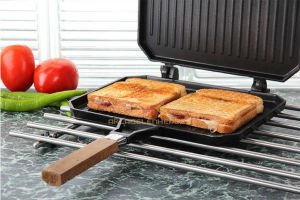 TAŞHAN OCAK ÜSTÜ İÇ VE DIŞ YÜZEYİ 3 KAT TEFLON KAPLAMA YANMAZ YAPIŞMAZ DÖKÜM IZGARA TOST MAKİNESİ-2