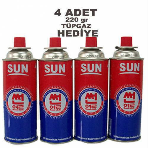 Tüpgazla Çalışan Tek Göz Taşınabilir Portatif Ocak 4 Tüp 220gr Gaz Hediyeli Emniyetli Kamp Ocağı
