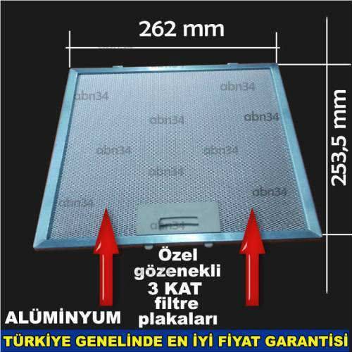 Alüminyum Davlumbaz Filtresi 262x253.5mm Ankastre Filtresi 26.2x25.3cm Alüminyum Kartuş Filtre