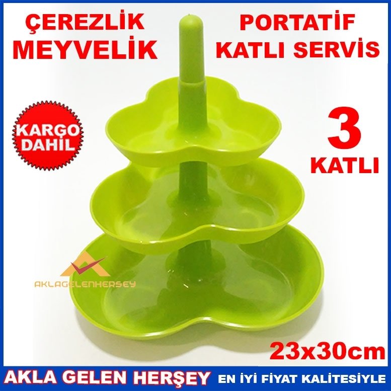 PORTATİF 3 KATLI MULTİ SERVİS ÇEREZLİK MEYVELİK