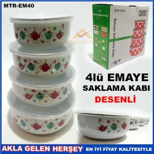 MASTER 4lü SET DESENLİ EMAYE SAKLAMA KABLARI