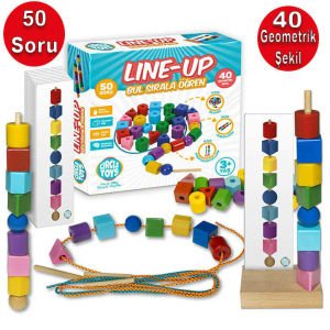 Line-up Kartlı Çubuğa ve İpe Şekil ve Boncuk Dizme Oyunu 90 Parça Eğitici Bul Sırala Öğren