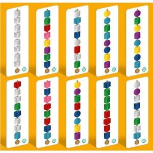 Line-up Kartlı Çubuğa ve İpe Şekil ve Boncuk Dizme Oyunu 90 Parça Eğitici Bul Sırala Öğren