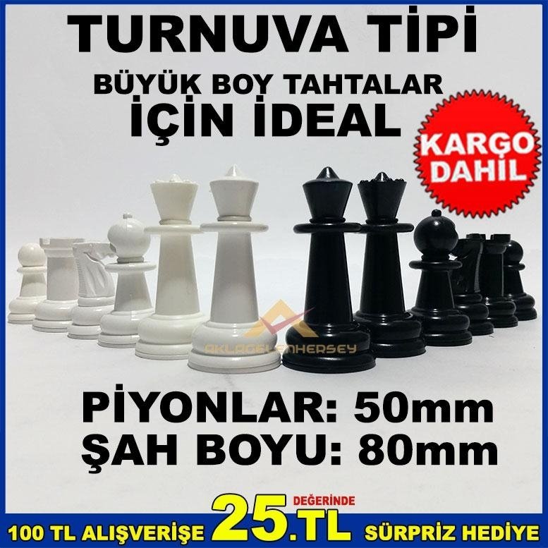 TURNUVA TİPİ 1. KALİTE PLASTİK SATRANÇ TAŞI SETİ PİYON TAKIMI