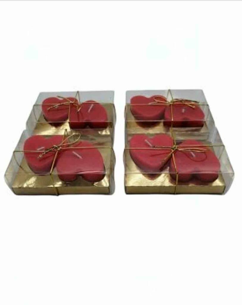 2 Adet Kırmızı Renk Kalpli Mum
