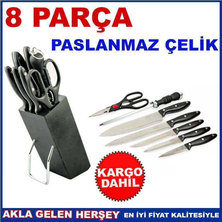 Lazer bileyi paslanmaz çelik körelmeyen mutfak bıçakları 8 parça ahşap takozlu mutfak bıçağı seti-2