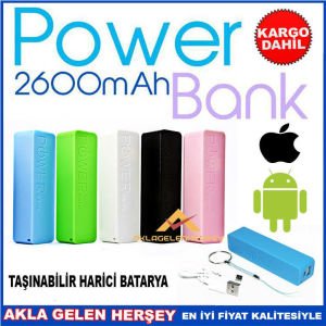 POWERBANK 2600mAh TAŞINABİLİR HARİCİ BATARYA