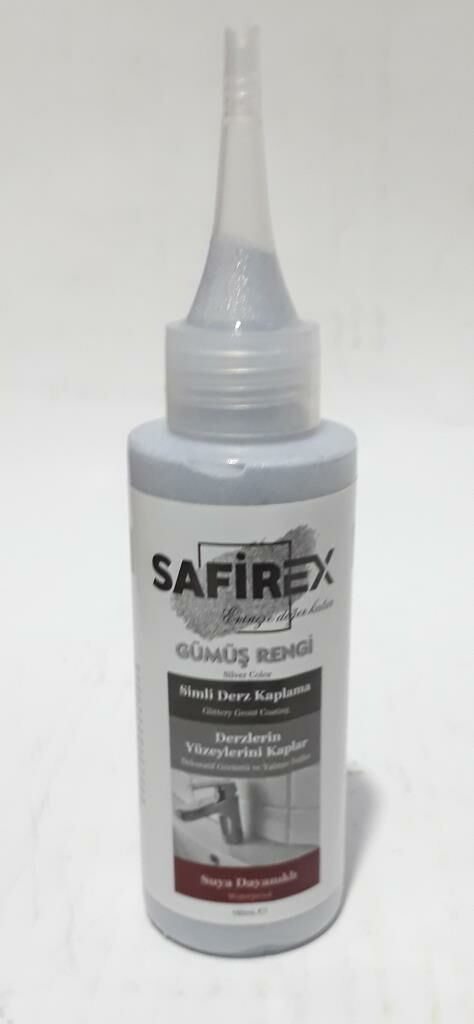 Safirex Altın ve Gümüş Rengi Simli 160ml Derz Kaplama İnce Uçlu  Işıldayan Kaliteli Simli Kaplama gri