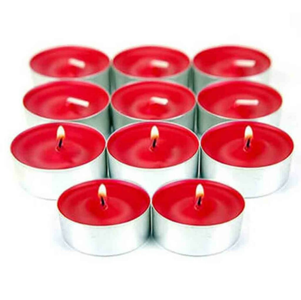 16 Adet Kırmızı Tea Lıght Yuvarlak Mum