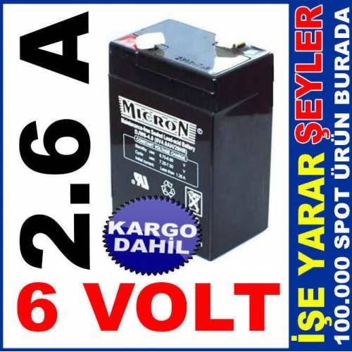 6volt 2.6 Amper Bakımsız Tip Işıldak Aküsü