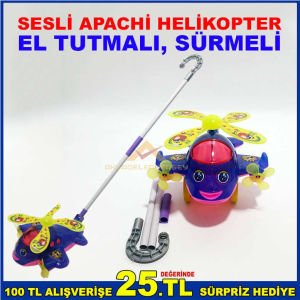 EL TUTMALI SÜRMELİ SESLİ APACHİ HELİKOPTER