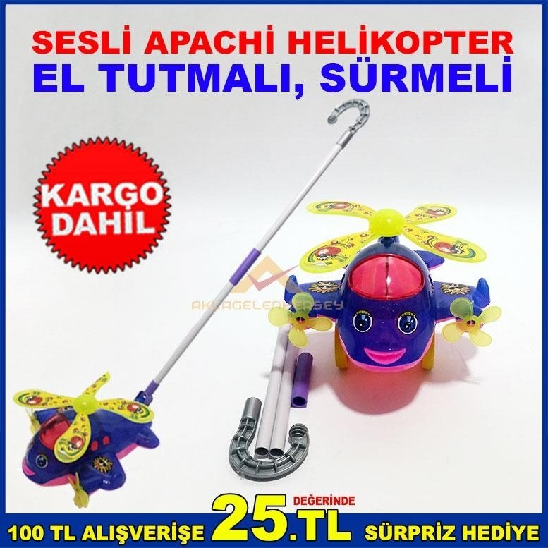 EL TUTMALI SÜRMELİ SESLİ APACHİ HELİKOPTER