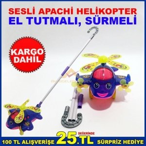 EL TUTMALI SÜRMELİ SESLİ APACHİ HELİKOPTER