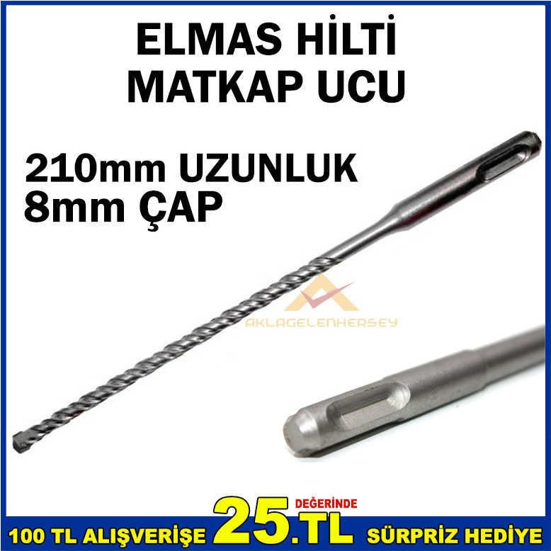 Kaliteli hilti delici uzun boy matkap ucu 21cmx8mm SDS PLUS ELMAS UÇ HİLTİ MATKAP UCU 210mm Ø8mm çap