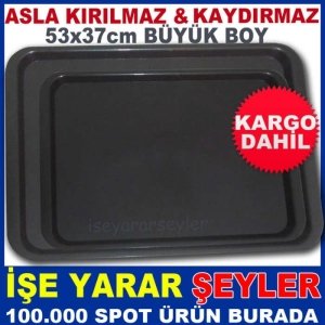 KAYDIRMAYAN KIRILMAZ TEPSİ BÜYÜK BOY 53x37 SERVİS TABLDOT TEPSİSİ