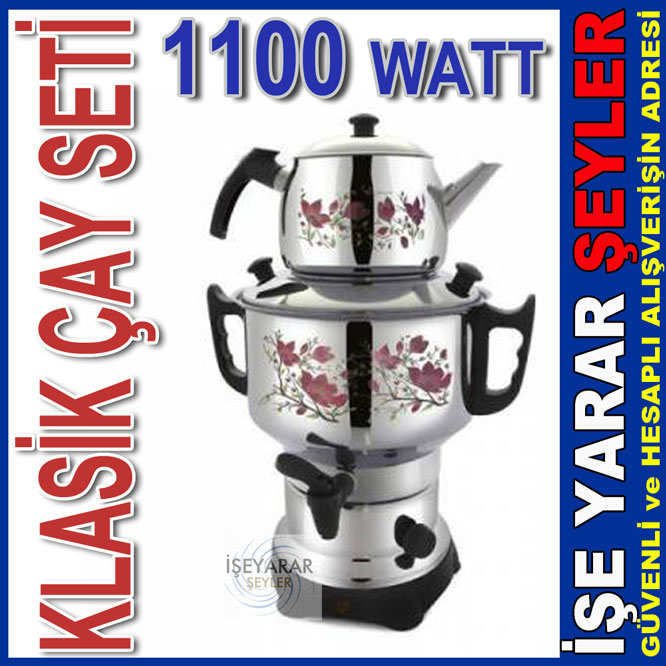 PASLANMAZ ÇELİK DESENLİ SEMAVER ÇAY SETİ SAĞLAM