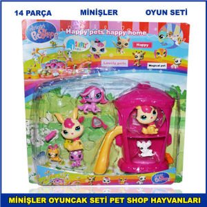 14 Parça Minişler Oyun Seti Pet Shop Hayvaları 1. Kalite ve Dayanıklı