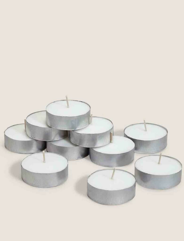 16 Adet Beyaz Tea Lıght Yuvarlak Mum