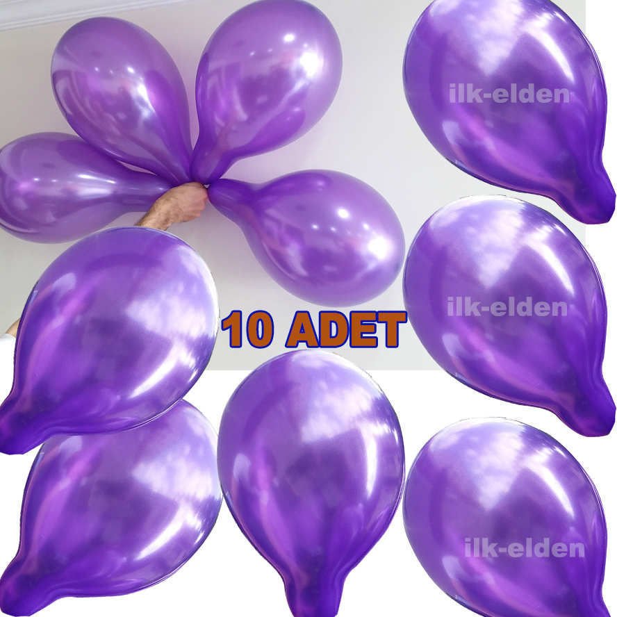 10 adet metalik renk mor balon 1.Kalite İtalyan malı 30cm büyük boy lateks metalik mor renkli Balon