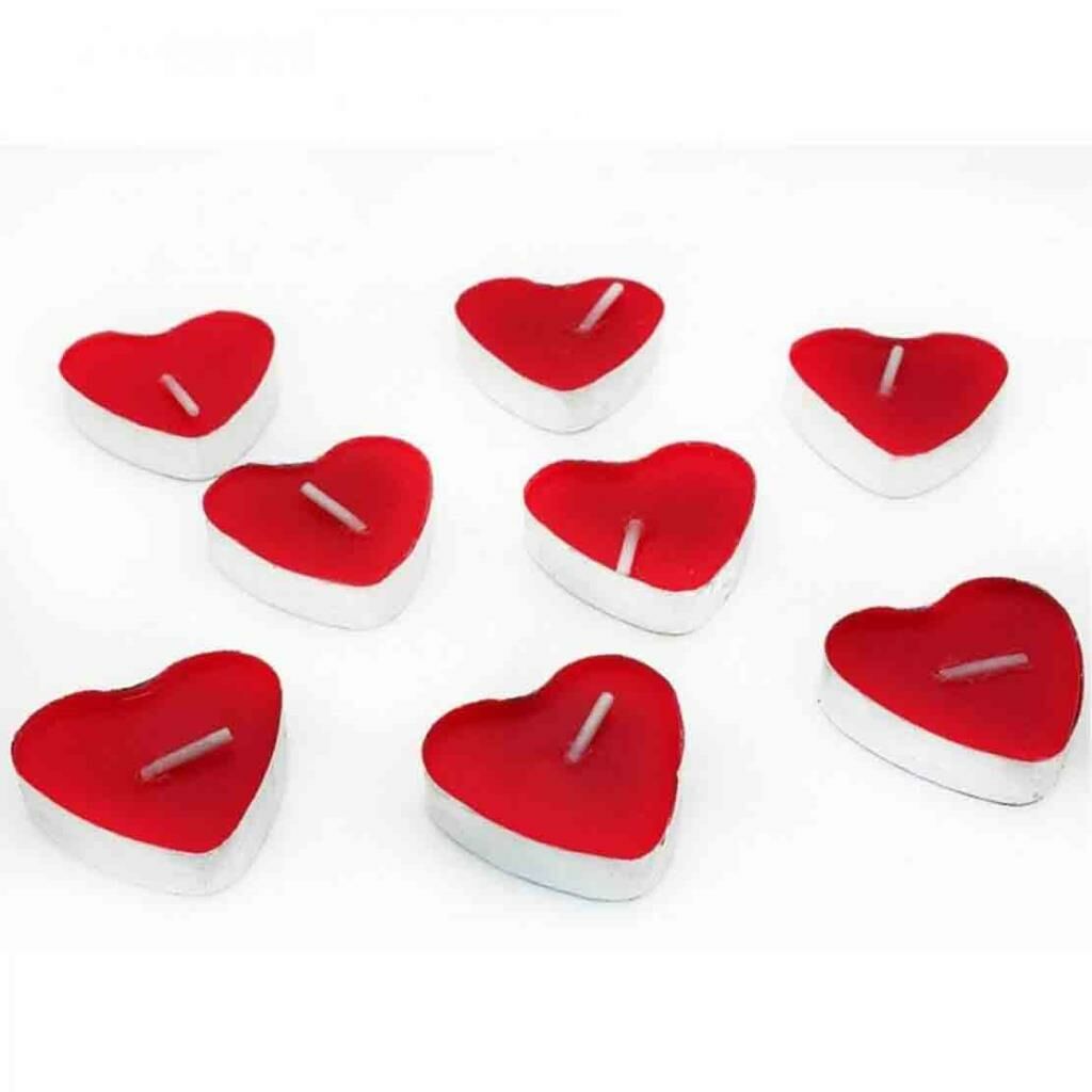 50 Adet Kırmızı Kalpli Tea Lıght Mum