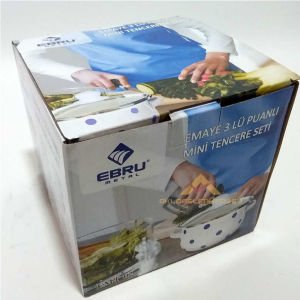 3lü PUANLI CAM KAPAKLI MİNİ EMAYE TENCERE SETİ