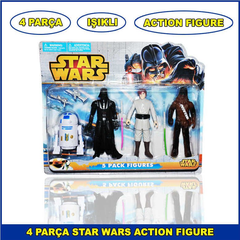 4 Parça Işıklı Star Wars Karakterleri Action Figure Kaliteli ve Dayanıklı