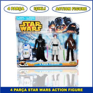 4 Parça Işıklı Star Wars Karakterleri Action Figure Kaliteli ve Dayanıklı