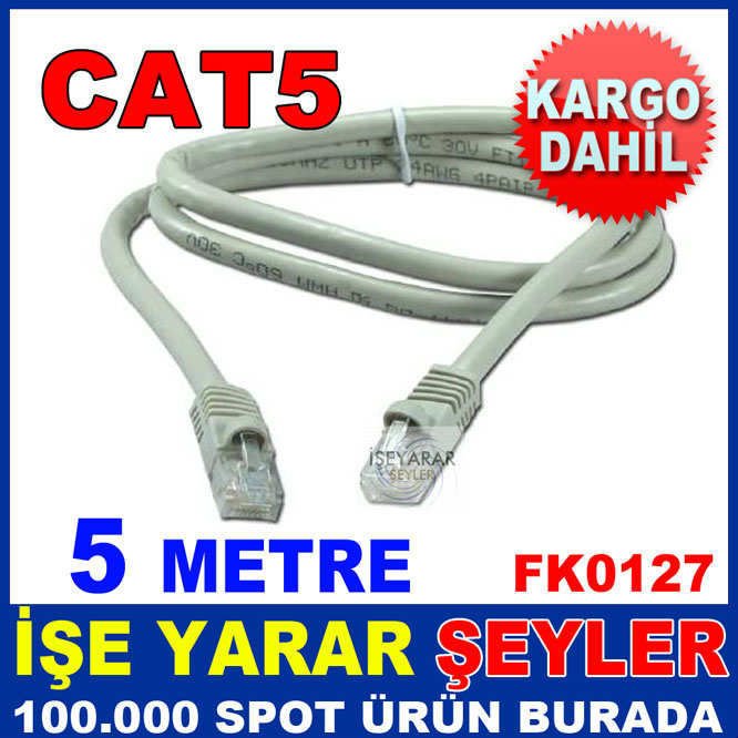 5 METRE CAT5 ETHERNET KABLOSU 2 UCU JACKLI KD
