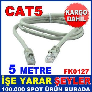 5 METRE CAT5 ETHERNET KABLOSU 2 UCU JACKLI KD