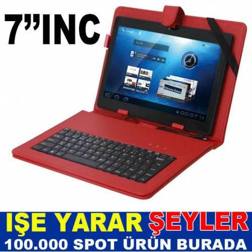 Türkçe Klavyeli Kırmızı Tablet Kılıfı
