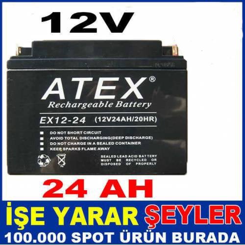 Atex 12-24 Atex 12V 24ah Batarya Kuru Akü Kdd