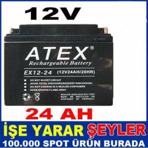 Atex 12-24 Atex 12V 24ah Batarya Kuru Akü Kdd