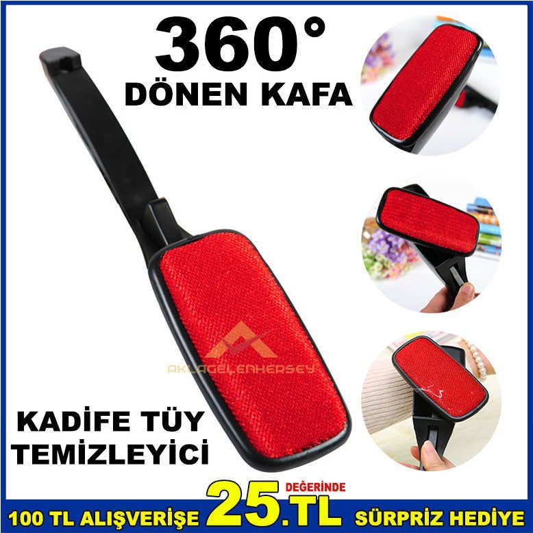 DÖNER BAŞLIKLI SİHİRLİ KADİFE YÜZEY ELBİSE KOLTUK TÜY ve TOZ TEMİZLEYİCİ