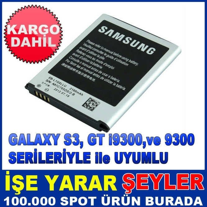 SAMSUNG i9300 GALAXY S3 TELEFON BATARYASI KD