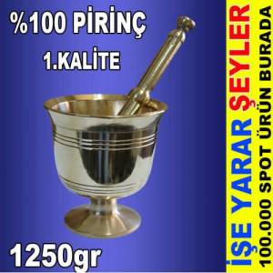Nesiller Boyu Kullanım Garantili %100 Prinç Büyük Boy Havan 1250gr Sağlıklı Metal Pirinç Gövde Havan
