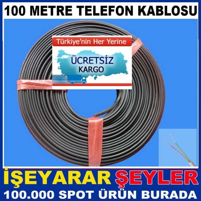 100 METRE İKİLİ TELEFON KABLOSU ÜCRETSİZ KARGO
