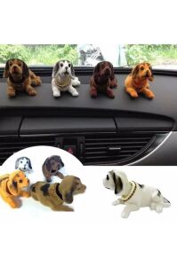 Hareketli Kafa Sallayan Araç Içi Nostaljik Büyük Boy Köpek Retro Aksesuar Nubuk Yüzeyli Sevimli Süs