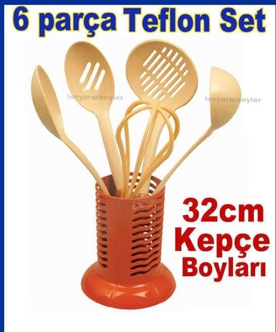 6 Parça Yapışmaz Teflon Kepçe Kevgir Seti